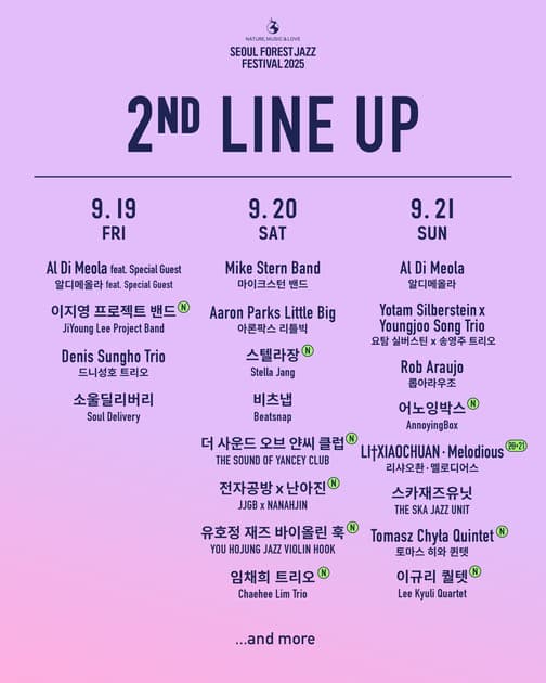 서울숲재즈페스티벌 2025 - 2차 라인업