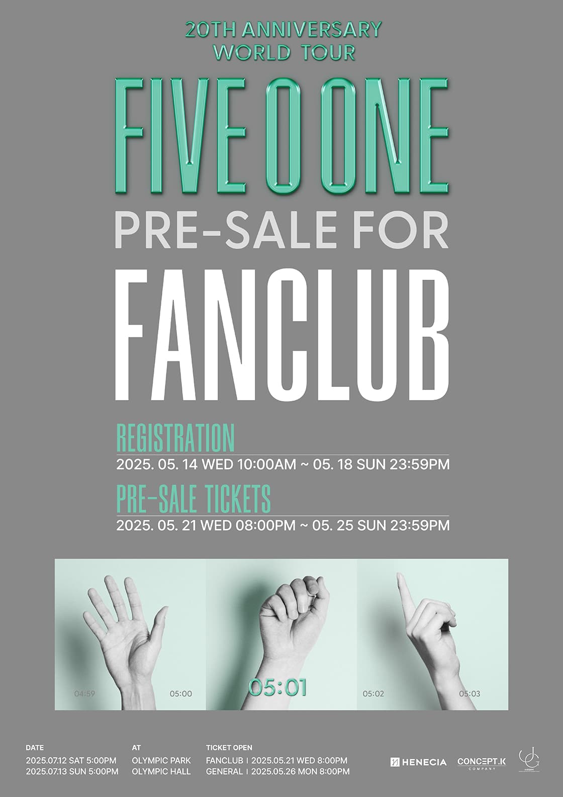 2025 FIVE O ONE : 20th Anniversary World Tour In Seoul 팬클럽 선예매권