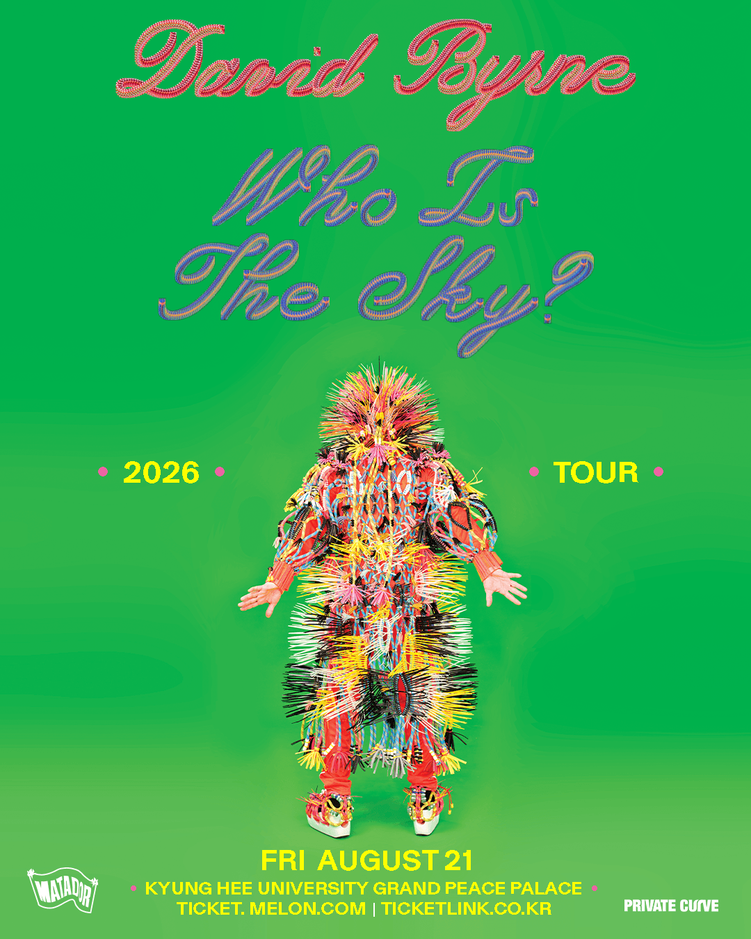 데이비드 번 첫 단독 내한공연 David Byrne Who Is The Sky?Tour